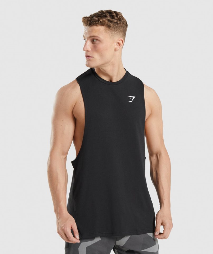 Podkoszulki Gymshark Critical 2.0 Drop Arm Męskie Czarne | PL 081DEU